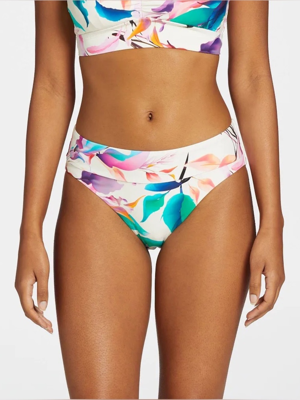 Plus Size Wide Band High Leg Swim Bikini Bottom